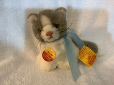 Steiff gray cat 'Snuffi seated and in beautiful shape-no ear tag just a button