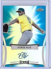 2017 Leaf Metal Draft NORGE RUIZ Blue Prismatic Auto RC 4/25 ATHLETICS