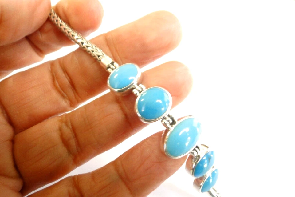 Pulsera de plata de ley 925 azul turquesa de la Bella Durmiente Foto 3 de 4