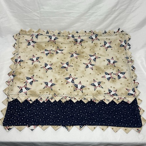 Christmas Placemats Santa Claus Stars Red White Blue Set of 3 - Picture 5 of 6