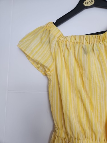 PRIMARK LADIES YELLOW WHITE STRIPED SHORT SLEEVE OFF THE SHOULDER PLAYSUIT 10 - Picture 3 of 5