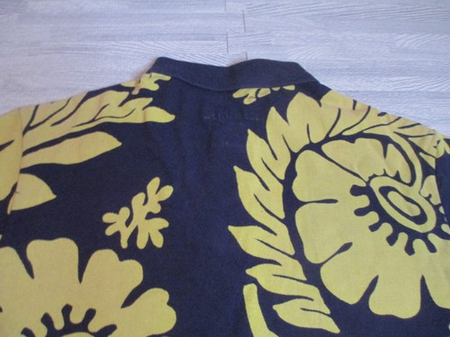 Ralph Lauren Polo Shirt Mens Large Yellow Blue Floral Print Denim and Supply - Picture 4 of 9