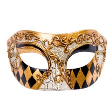White Gold Venetian Mardi Gras Phantom Eye Mask for Masquerade
