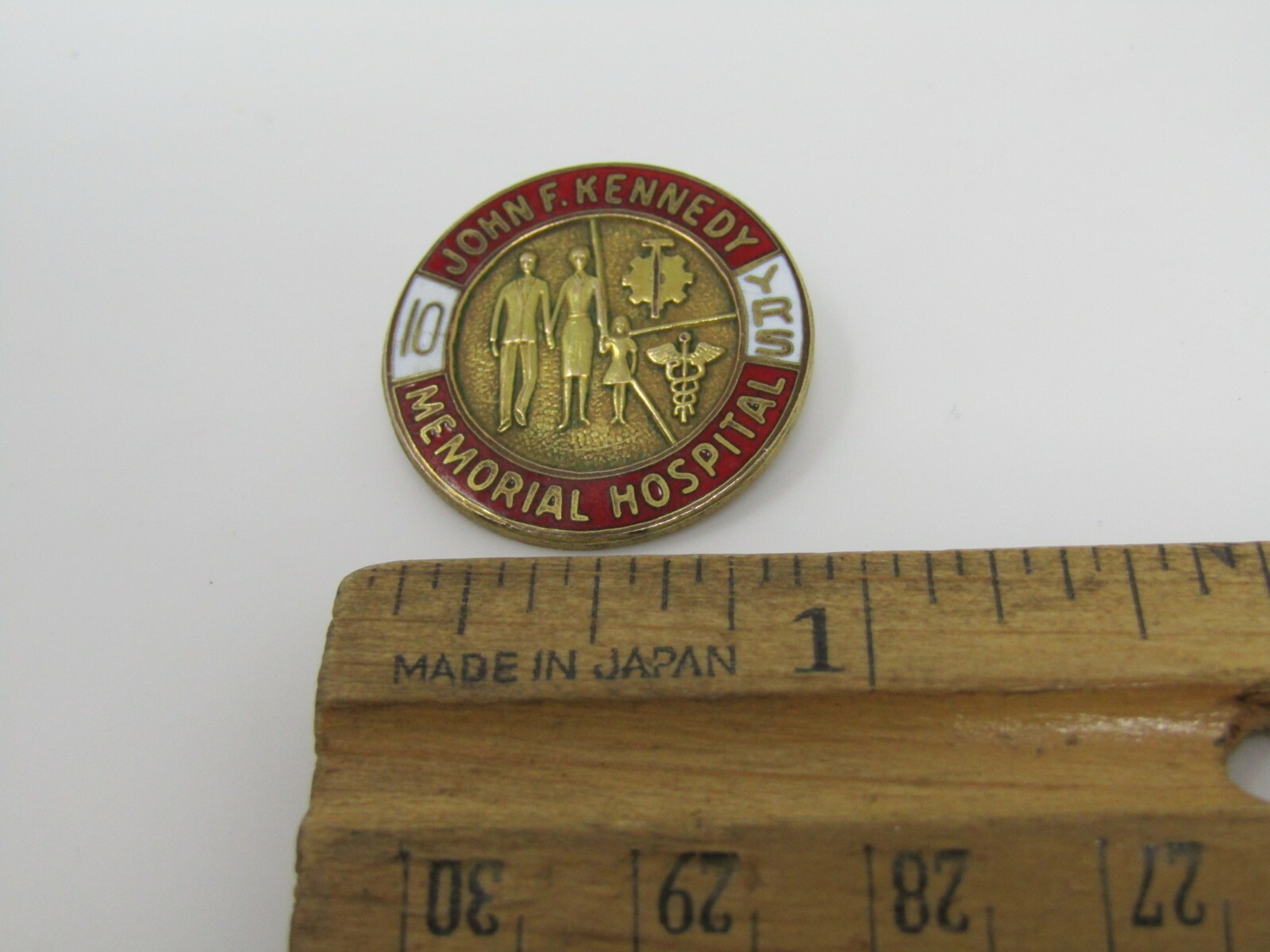Service Store Logo Vintage JFK Memorial Hospital 10 Year Service Award Pin Enamel Medical ...