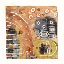 Grungy Original Signed Watercolor Abstract Painting OOK Tribal Neutral Primitive