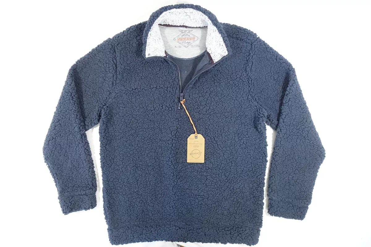 ORIGINAL WEATHERPROOF VINTAGE NAVY BLUE XL FLEECE HALF ZIP SHERPA