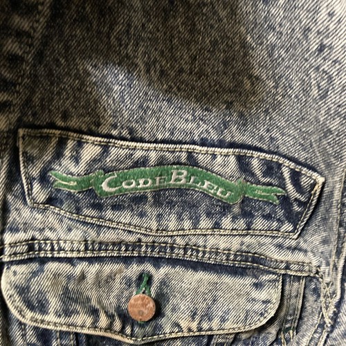 CODE BLEU vintage 80s black acid wash denim trucker jacket Size S Punk Rocker - Picture 2 of 12
