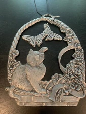 Vintage Cat & Butterfly Wind Chime Beacon Hill Fetco International Wall Ornament