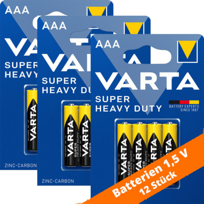 12 x Varta AAA R03 Batterien 2003 Super Heavy Duty Superlife Micro Zink Kohle 