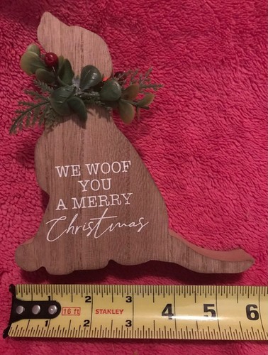 Placa de bloque de madera Christmas We Woof You A Merry Christmas ¡NUEVA en caja! - Imagen 4 de 6