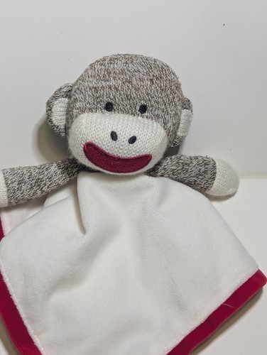Baby Starters Sock Monkey Lovey Rattle Security Blanket Satin Back - Picture 3 of 7