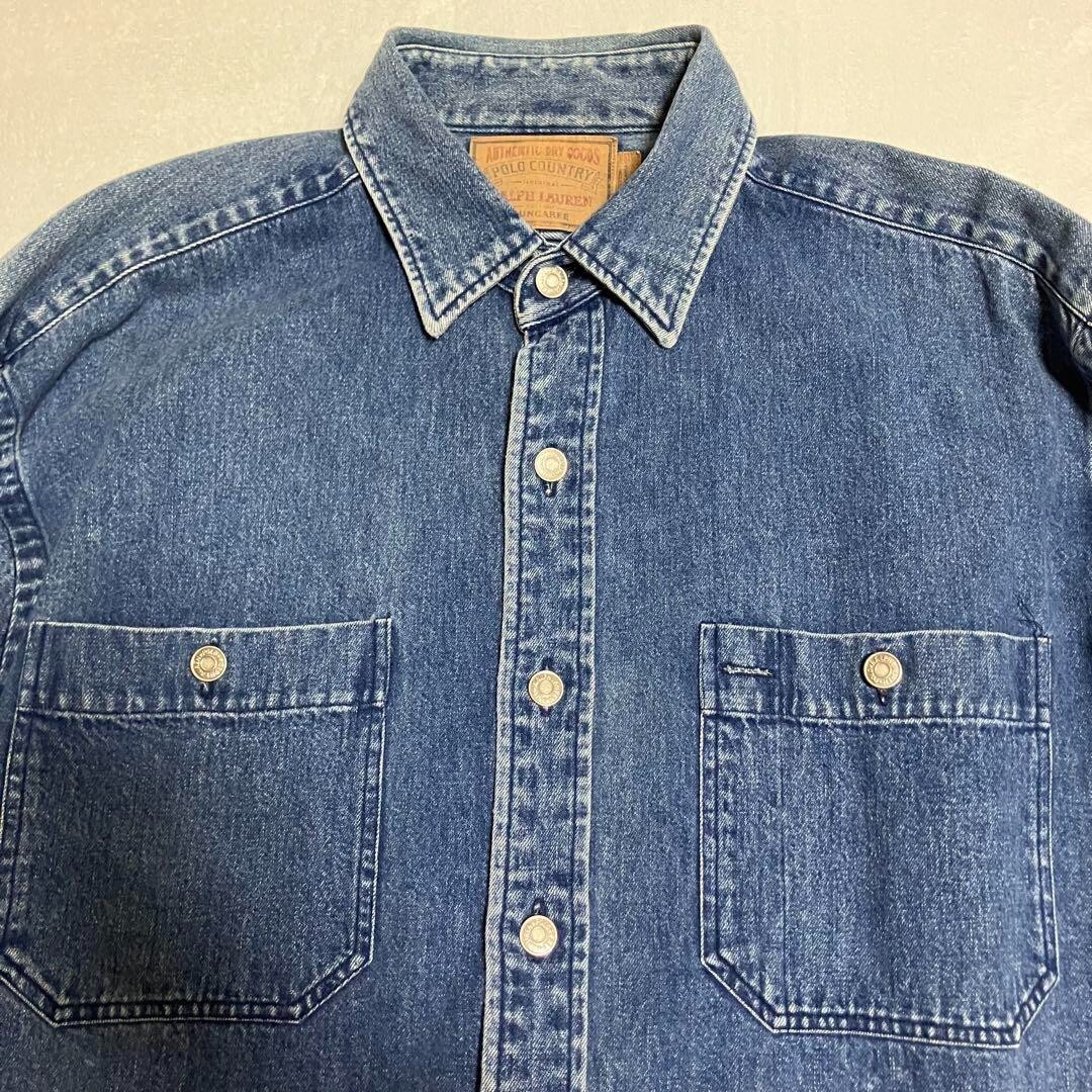 Vintage 90's Polo Country Denim Shirt with Polo Bear, Size L | eBay