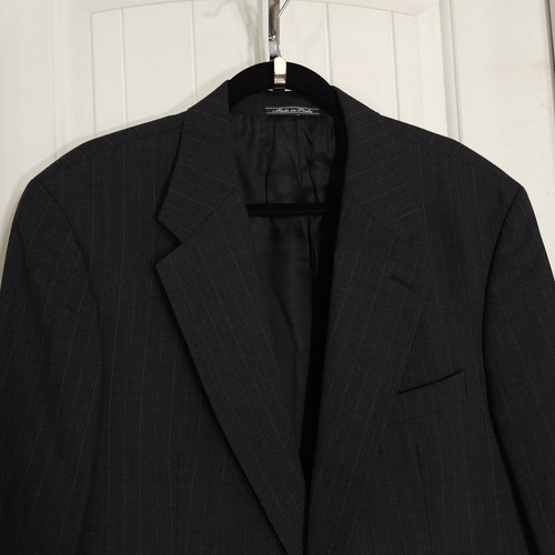 Gianni Versace Mens Blazer Vtg 90s Gray Pinstripe Virgin Wool Suit Jacket NWT 51 - Picture 3 of 14