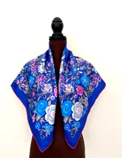 Loewe Silk Wrap Madrid Floral Print Camellia Flowers Blue Pink Scarf