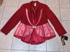 NWT Formal Dark Red Pink Satin Trim Suit Jacket by Champagne Italy Size 14