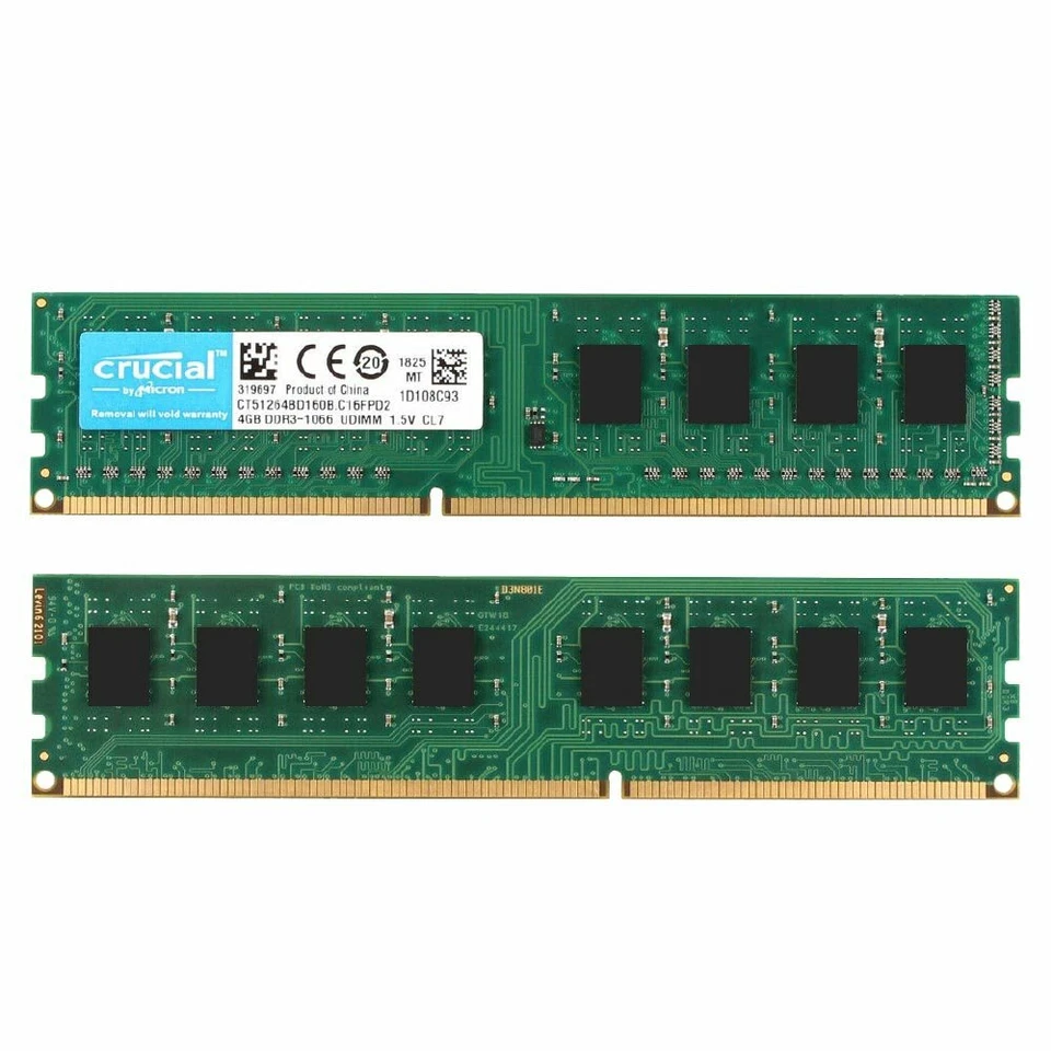 16GB 4x4GB 2GB DDR3 PC3-8500U 1066MHz CL7 DIMM Desktop Memory RAM Crucial LOT BT - Image 4 of 4