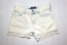 Old Navy Youth Girl's Size 14 Regular Acid Wash White Lace Trim Denim Shorts
