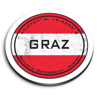 1x Round Fridge MDF Magnet Graz Austria Flag Circle #59495 | eBay UK