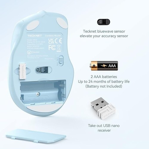 Wireless Mouse, 2.4G Ergonomic Optical Mouse,2600 DPI, 5 Adjustment Levels-Blue - Picture 5 of 6