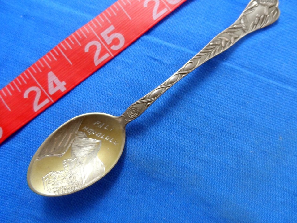 Scarce Pali Lookout Oahu Hawaii Engraved Antique Sterling Silver Souvenir Spoon
