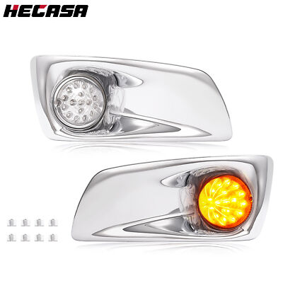 HECASA For Kenworth T660 2007-2017 LED Fog Light & Chrome Bezel Left & Right