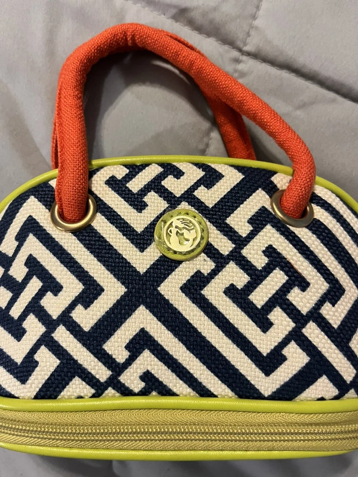Estuche de viaje Spartina 449 maquillaje cosmético bolsa pequeña bolsa de joyería verde azul marino Foto 2 de 4