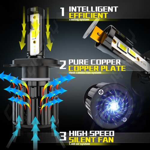 2X H4 LED Headlight Low Beam Bulbs Globes Kits For KIA SPECTRA 2001-2004 - Picture 10 of 11