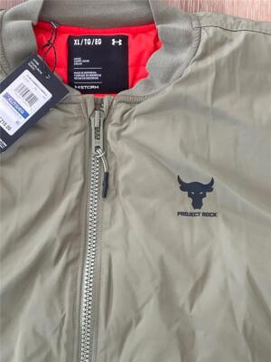 New Under Armour Project Rock Bomber Jacket Thyme Olive Green XL