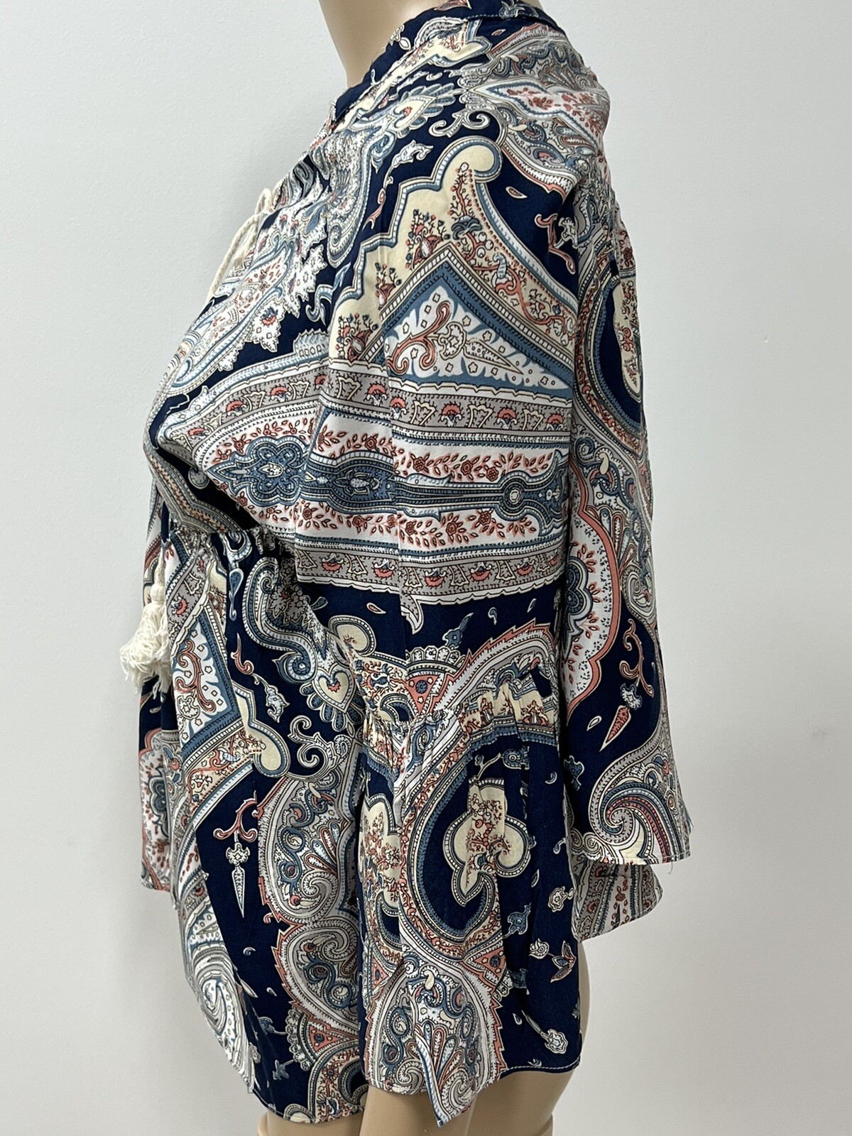 Bohemian Button Down Patterned Blouse Ladies Size… - image 4