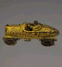 Antique 5.5" AC Williams Original Cast Iron Yellow Boat Tail Racer