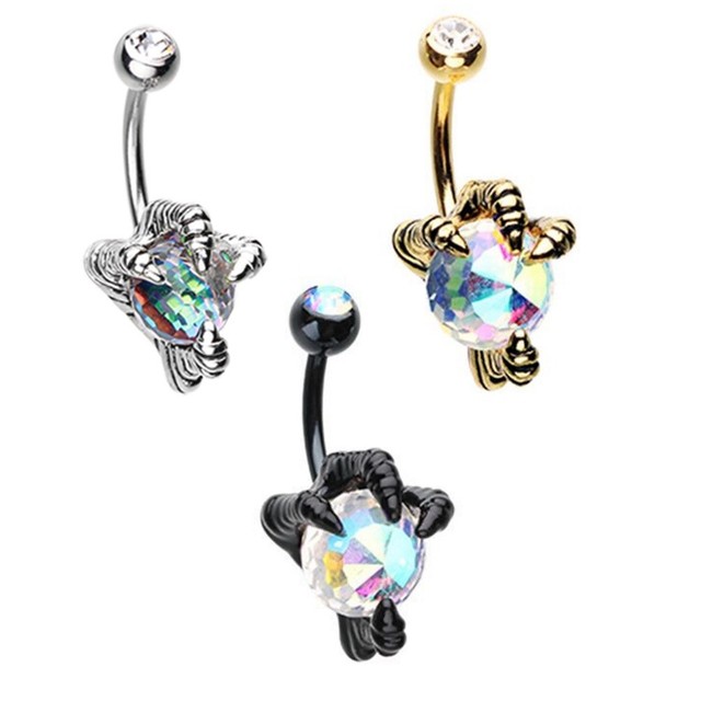 DRAGONS CLAW BELLY BUTTON RING NAVEL PIERCING BODY JEWELRY (14G 3/8