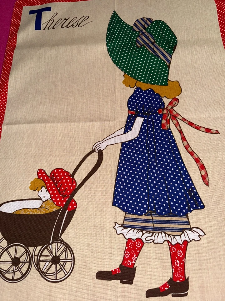 Torchon vintage prénom Thérèse  pur coton 69 cm x 49 cm - Photo 3/4