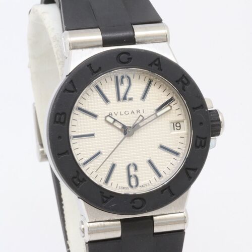 Bulgari DIAGONO DATE DG29SV White Black with Box for Women Very Rare Price - Picture 8 of 9