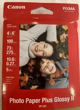 Canon PP-201 Photo Paper Plus Glossy II, 4x6 inch -100 Sheets-inkjet photo paper