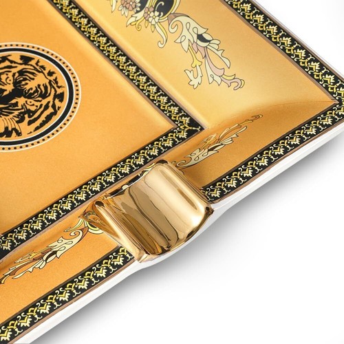 Tabletop Ashtray,Cigar Ashtray for Indoor or Outdoor 7.48*6.3*1.38inch, Gold - Picture 5 of 7