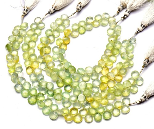 Gema Natural Prehnita Tamaño 8mm Facetado Forma Corazón Cuentas Joyería Suministros 9" - Imagen 2 de 6
