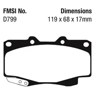 Передние тормозные колодки EBC DP42005R Yellowstuff для Toyota Tacoma 1999-2003 годов выпуска - Изображение 3 из 4