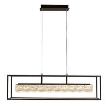 Image of LED Matt Black Finish Frame Glass Crystal Centre Ceiling Fitting Pendant Light