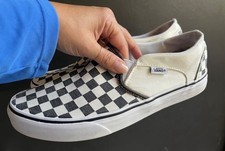 Preowned VANS Women  s Classic Slip-On Checkerboard Shoes Size 9- Black/White