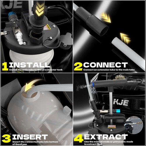 6.5L Pneumatic Manual Oil Fluid Extractor Pump with Pipe Storage & Accessories - Foto 7 di 8