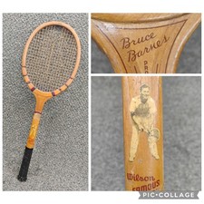 Vintage Wilson Bruce Barnes Professional Model Wood Tennis Racket Famous Player