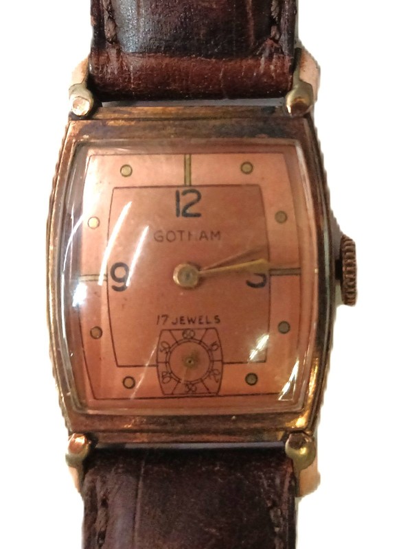 Superior Rose Gold Plated Military Gotham Mens Wristwatch Engraved Back Running