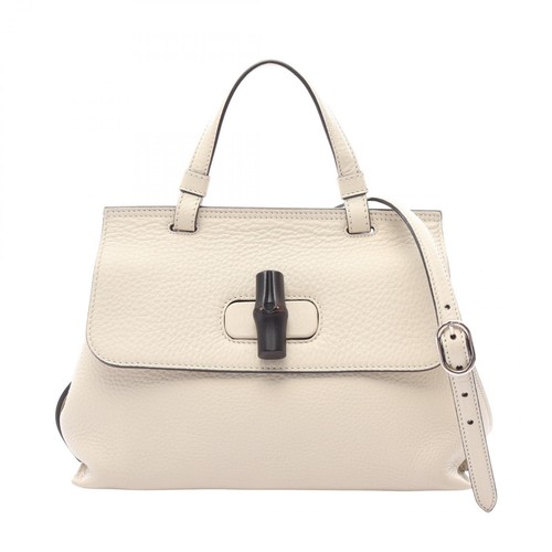 GUCCI Bamboo Daily Shoulder Crossbody Handbag 370831 leather Beige Used Women
