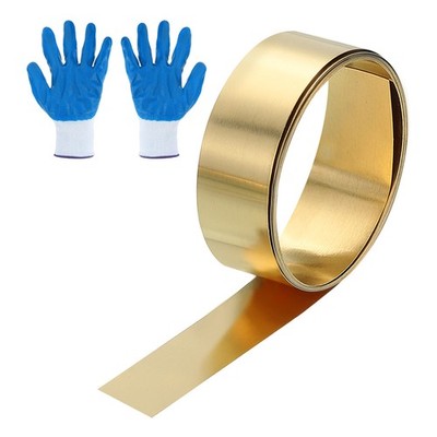 Brass Sheet Roll, 0.008 x 0.4 x 39.4 Inch H62 Thin Brass Foil Strip Plate Shim