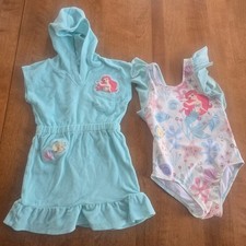 Disney Princess Ariel Cover up and Swim Suit Size 3T Crisp