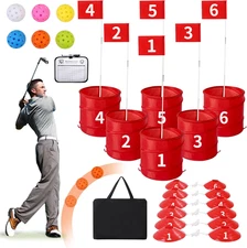 Bucketgolf Game,Outdoor Yard for Golf,Portable 6 Hole Bucket Golf Game for Adult