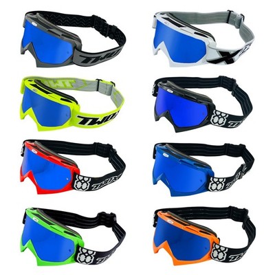 Motocross-Brille TWO-X Crossbrille Race MX Enduro blau verspiegelt Solid