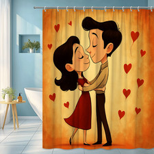 Cute Love Shower Curtain with Hearts Design for Romantic Decor