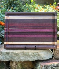 Charcuterie or Cutting Board Hand Crafted Appx 15 X 10 X 1 in Exotic Woods NEW