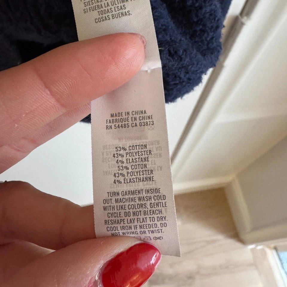 Womens Aerie Navy Blue Oversized 1/4 Zip Ribbed Sweater Size L VGUC  - Image 4 of 4